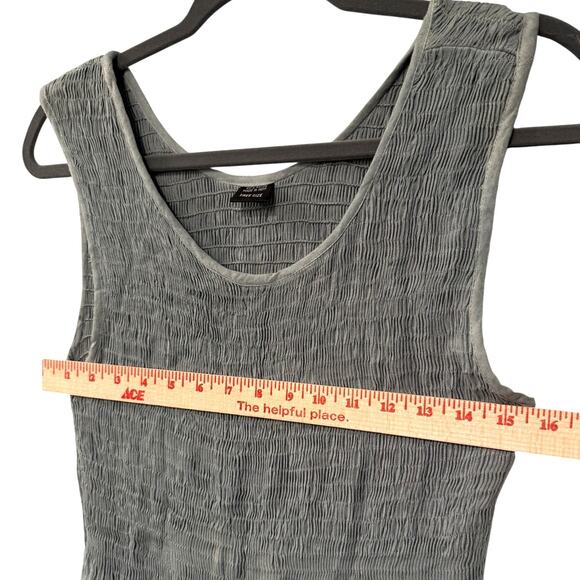 NEW! Sundance L Ombre EMBROIDERED Maxi Dress $198 Smocked Elastic Midi Gray Blue - Picture 7 of 9